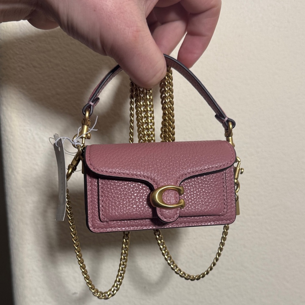 Coach Peony Tabby 9 Mini Bag Charm with Gold Chain
